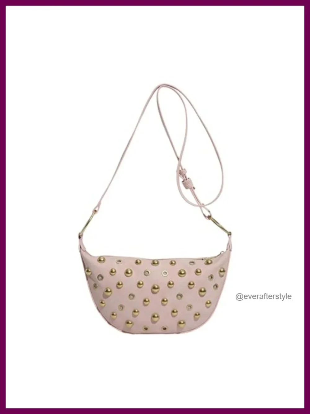 Vintage Studded Faux Leather Hobo Crescent Crossbody Bag Y2K Shoulder Purse
